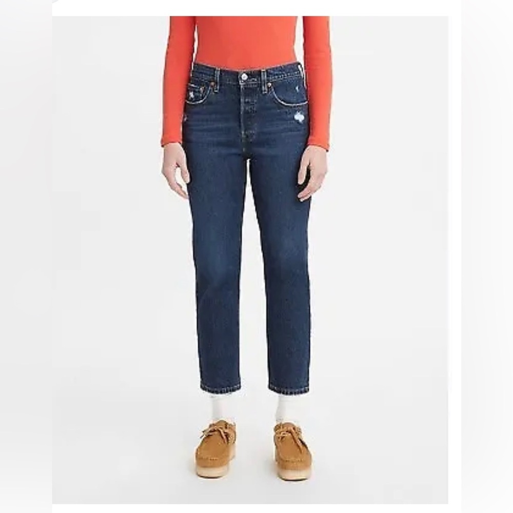 Classic High-Rise Straight Jeans in Dark Blue